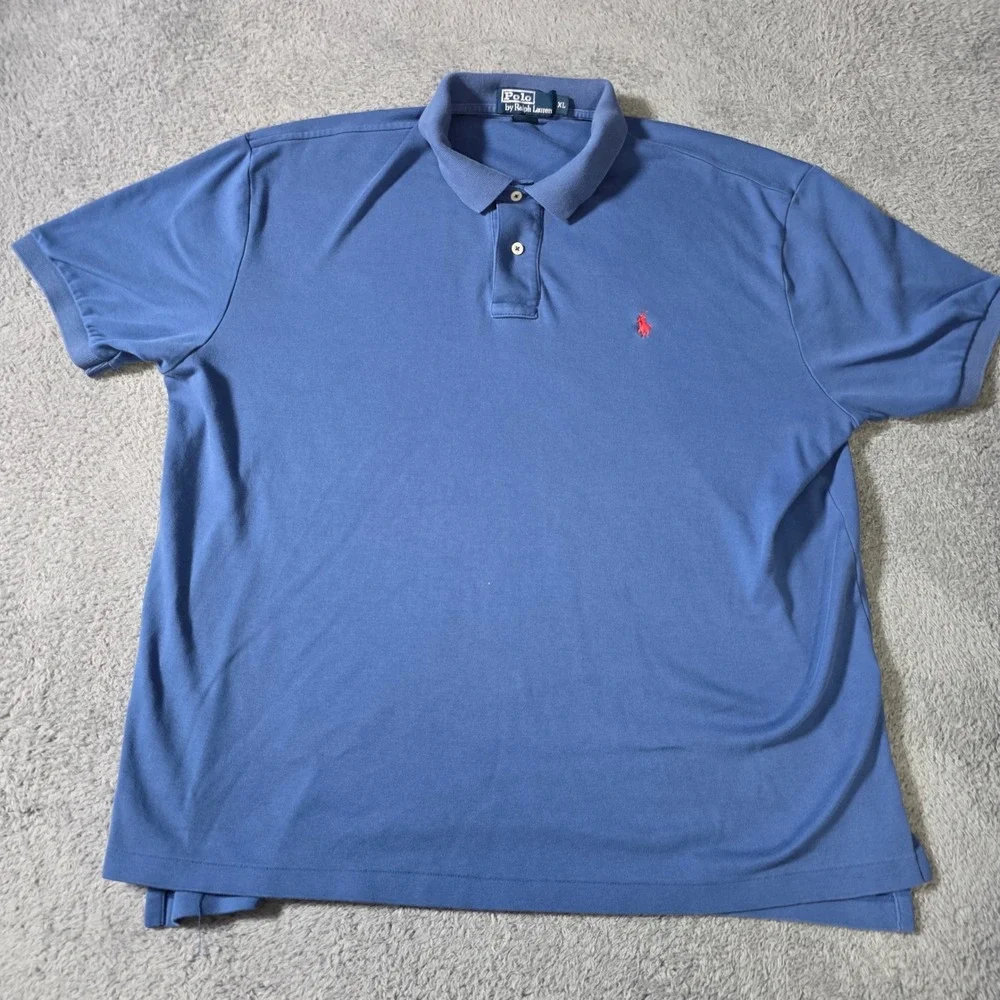 Polo Ralph Lauren Mens XL Polo Shirt Blue Short Sleeve Cotton Embroidered Pony
